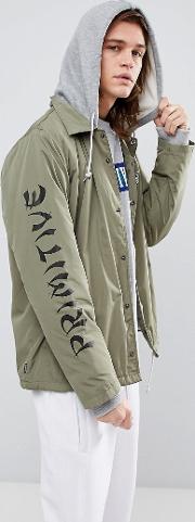 skateboarding coach jacket with fleece hoodie lining