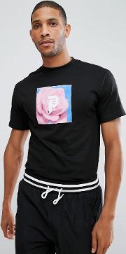 skateboarding  shirt with rose box logo  black