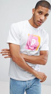 Skateboarding  Shirt With Rose Box Logo  White