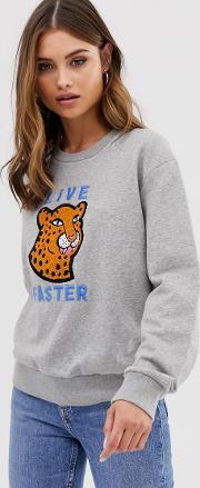 Cheetah Embroidered Sweatshirt