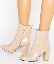 ramona square toe heeled ankle boots nude patent