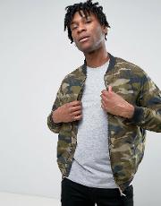 bomber jacket in camouflage print