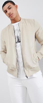 faux suede bomber jacket in beige