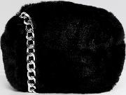 fur cross body bag in black