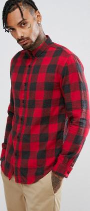 regular fit checked shirt in red