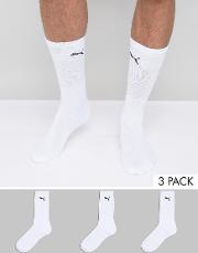 3 Pack Regular Crew Socks In White 7312300