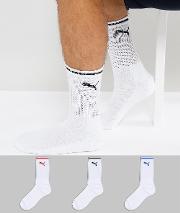 3 Pack Stripe Crew Socks In Multi 271005001300