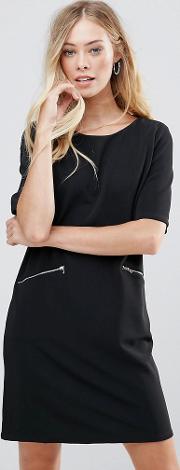 shift dress with zip detail