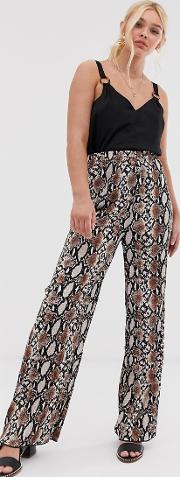 Snake Print Pleated Trousers