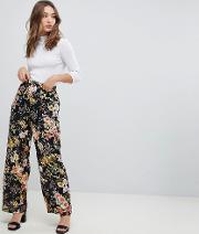 wide leg floral trousers