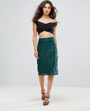 Lace Pencil Midi Skirt
