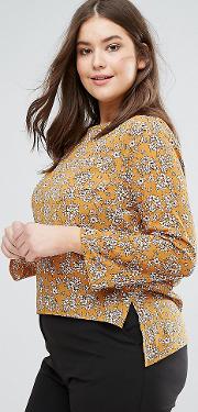 Long Sleeve Chiffon Floral Print Blouse With