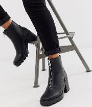 Exclusive Janella Chunky Square Toe Zip Front Boots