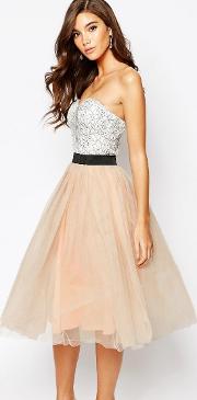 london lace prom midi dress with tulle skirt