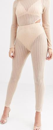 London Sheer Ribbed Legging With Knicker