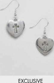 inspired heart and cross earrings
