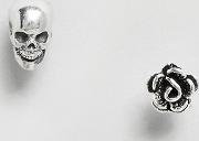 Sterling Silver Life & Death Mis Match Stud Earring Set
