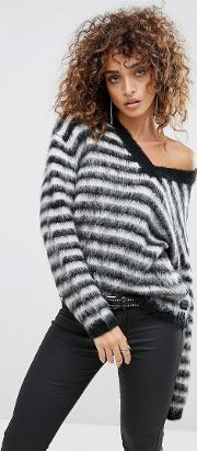 stripey mohair knit jumper