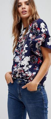 floral frill sleeve top