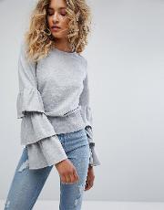 Paige Sweat With Tiered Sleeves