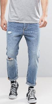 Stubs Cropped Jeans Stoned Ripped