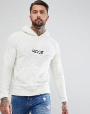 hoodie in stone borg with half zip