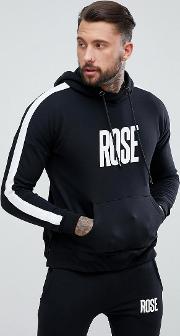 logo muscle hoodie with side stripe