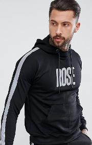track hoodie in black with reflective stripe exclusive to asos
