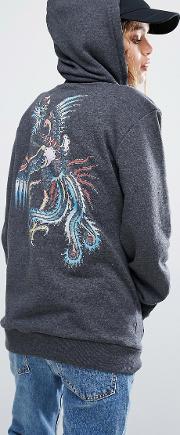 oversized boyfriend hoodie with phoenix back graphic