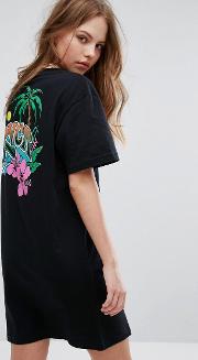 oversized t shirt dress with palm print