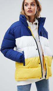 padded jacket in colour block