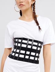 cut out cage waist belt with zip up