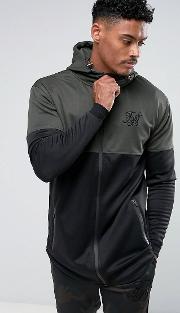 zip up track hoodie in khaki