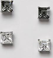 & Clear Stud Earrings With Crystals From Swarovski 2 Pack