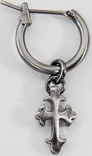 cross hoop earring  antique silver