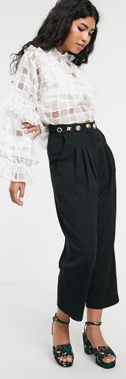 Tailored Cigarette Trousers With Ornate Waistband