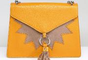 Exclusive Mustard Fold Over Tassel Detail Shoulder Bag