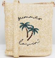 straw drawstring summer lovin shoulder bag