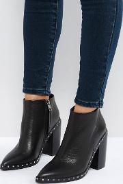 ajax black studded heeled ankle boots