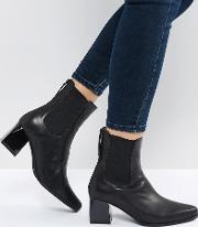 Ronda Black Leather Ankle Boots