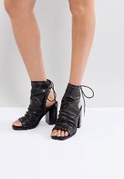 Voyager Leather Heeled Open Toe Boots
