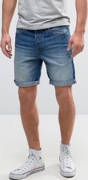 Denim Shorts In Mid Blue Wash