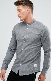 grandad collar shirt in brushed flannel