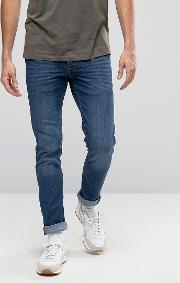 Jeans Slim Fit  In Mid Wash Blue With Stretch