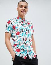 regular fit button down shirt in floral print