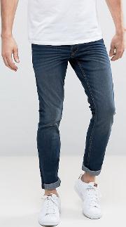 Slim Fit Jeans In Dark Wash Blue With Stretch