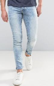 Slim Fit Jeans In Light Blue Wash With Stretch