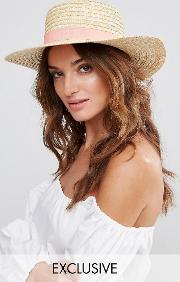 straw boater hat with peach band