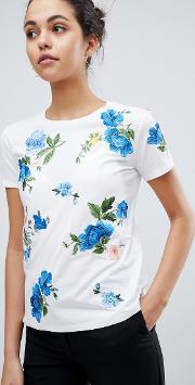floral embroidered t shirt