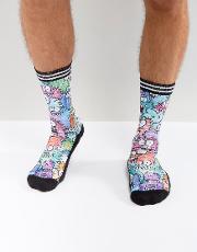 Crew Socks With Kevin Lyons Monster Print